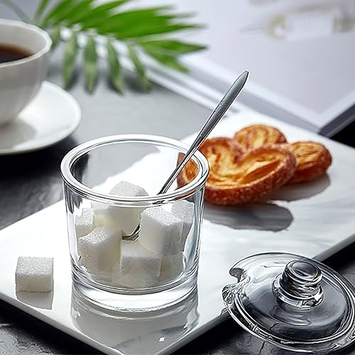 Miniatura 3 de Frcctre Juego de 2 azucareros de cristal, 6 onzas, jarra de azúcar transparente con cuchara y tapa, tazón de sal y especias para condimentos,