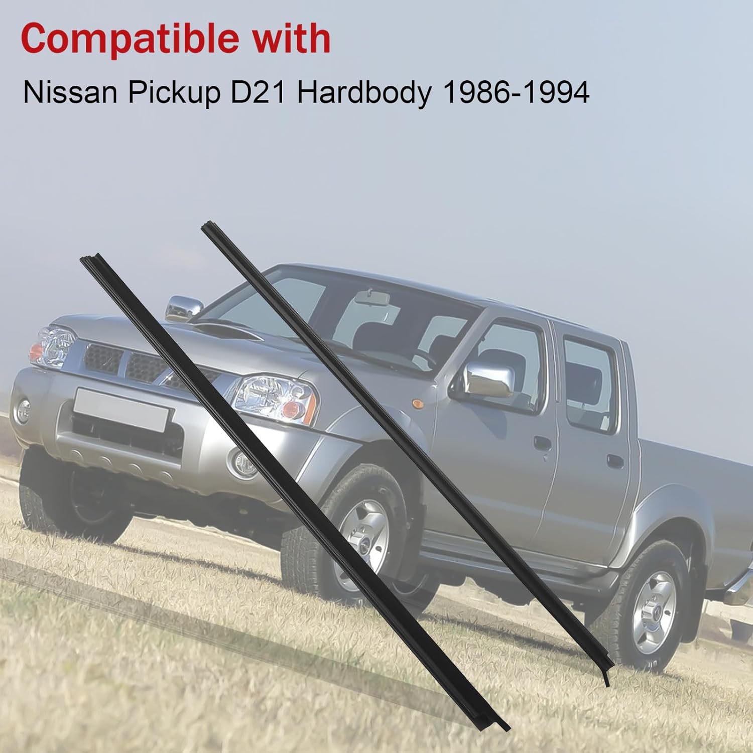 Weatherstrip Window Molding Trim Seal Belt Replacement for 1986-1994 Nissan Pickup D21 Hardbody Replaces 80820-01G00 80821-01G00, Outer Door Weather Window Rubber Seal Belt,Pack of 2