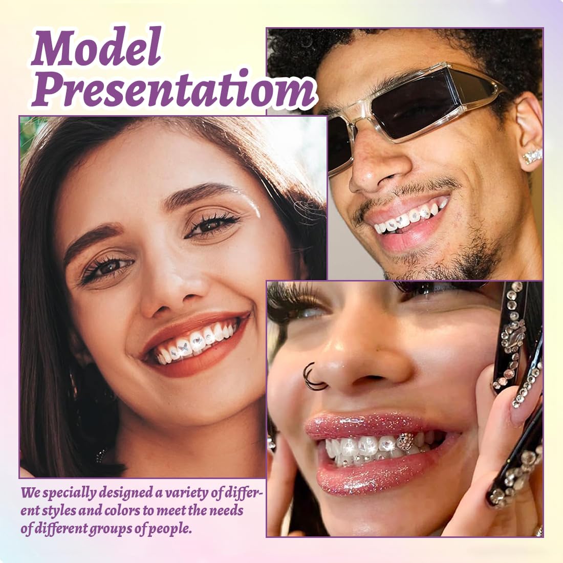 Kit Gemas Dentales, 48 Piezas Gemas Dentales, Tooth Gems, Diamantes para Dientes, Grillz, Joyería Dientes, Rhinestones, Dientes Accessorios, Für Fiestas Decoración