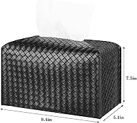 Vista 2 de Funda para caja de pañuelos de piel sintética, estuche cuadrado para pañuelos faciales, dispensador de papel facial para baño, encimera de tocador