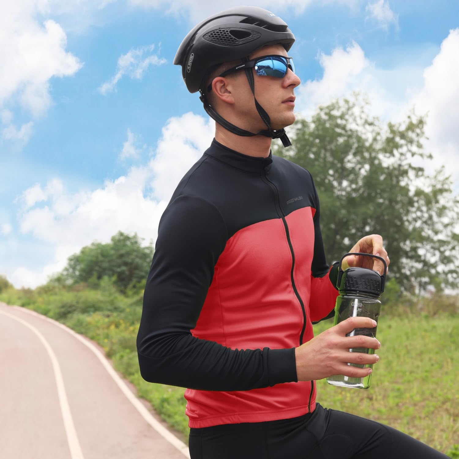 Przewalski Men's Cycling Jersey Winter Long Sleeve Fleece Bike Jacket Bicycle Shirt - Image 2