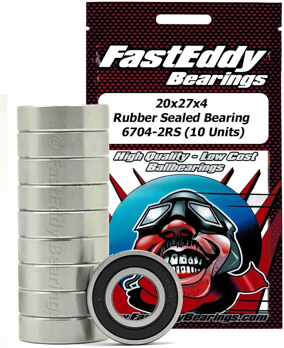 FastEddy Bearings 20x27x4 Rubber Sealed Bearing 6704-2RS (10 Units)