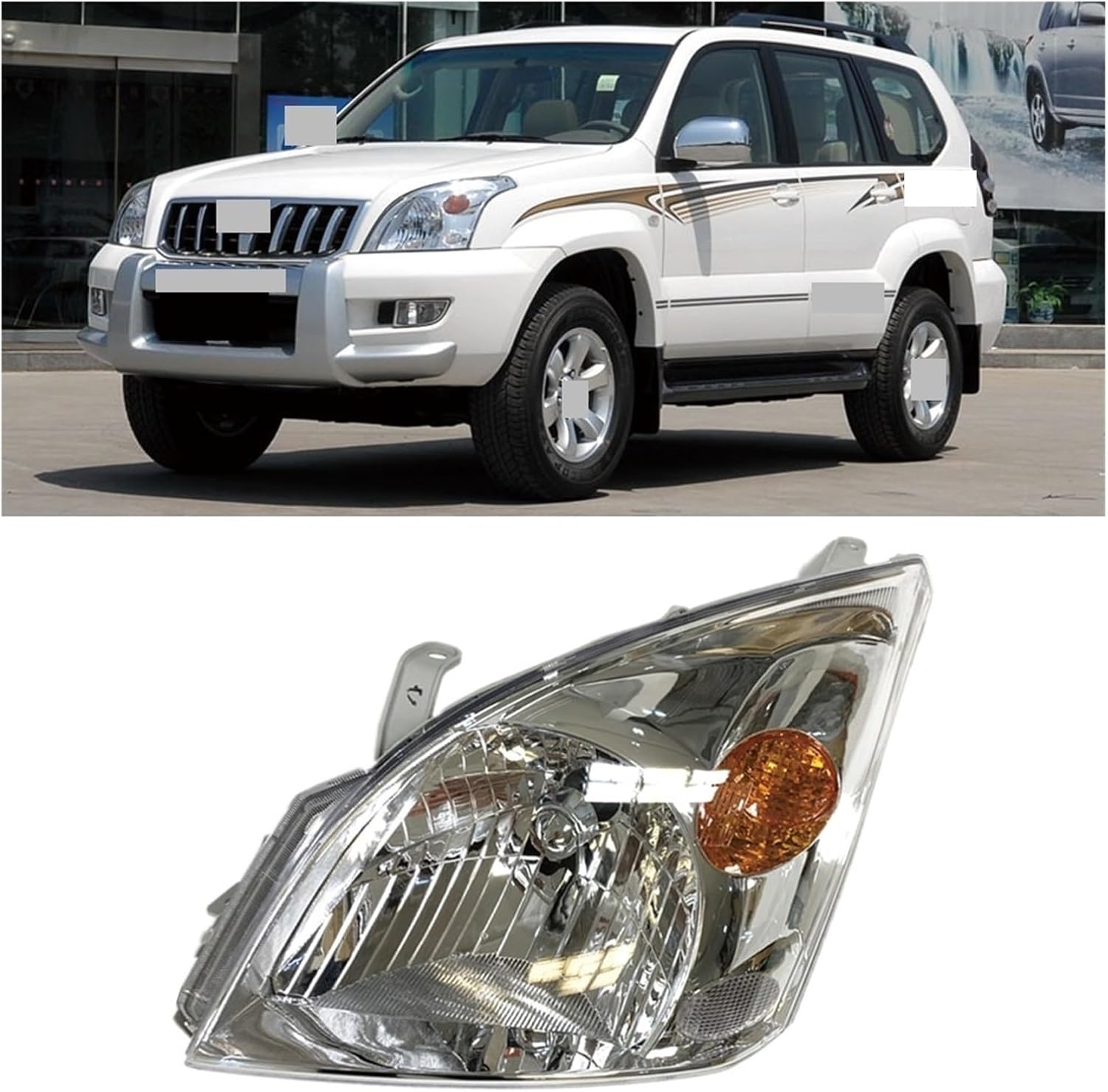 Front Bumper Headlight Headlamp Head Light Head Lamp Assembly Compatible With LAND CRUISER PRADO 120 2002 2003 2004 2005 2006-2009(Manual hand,Left side)