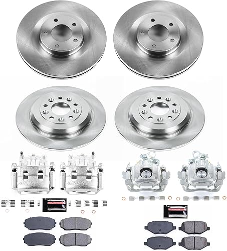 Miniatura 2 de Power Stop KCOE8847 Kit de pastillas de freno y rotor de repuesto delantero y trasero con pinzas