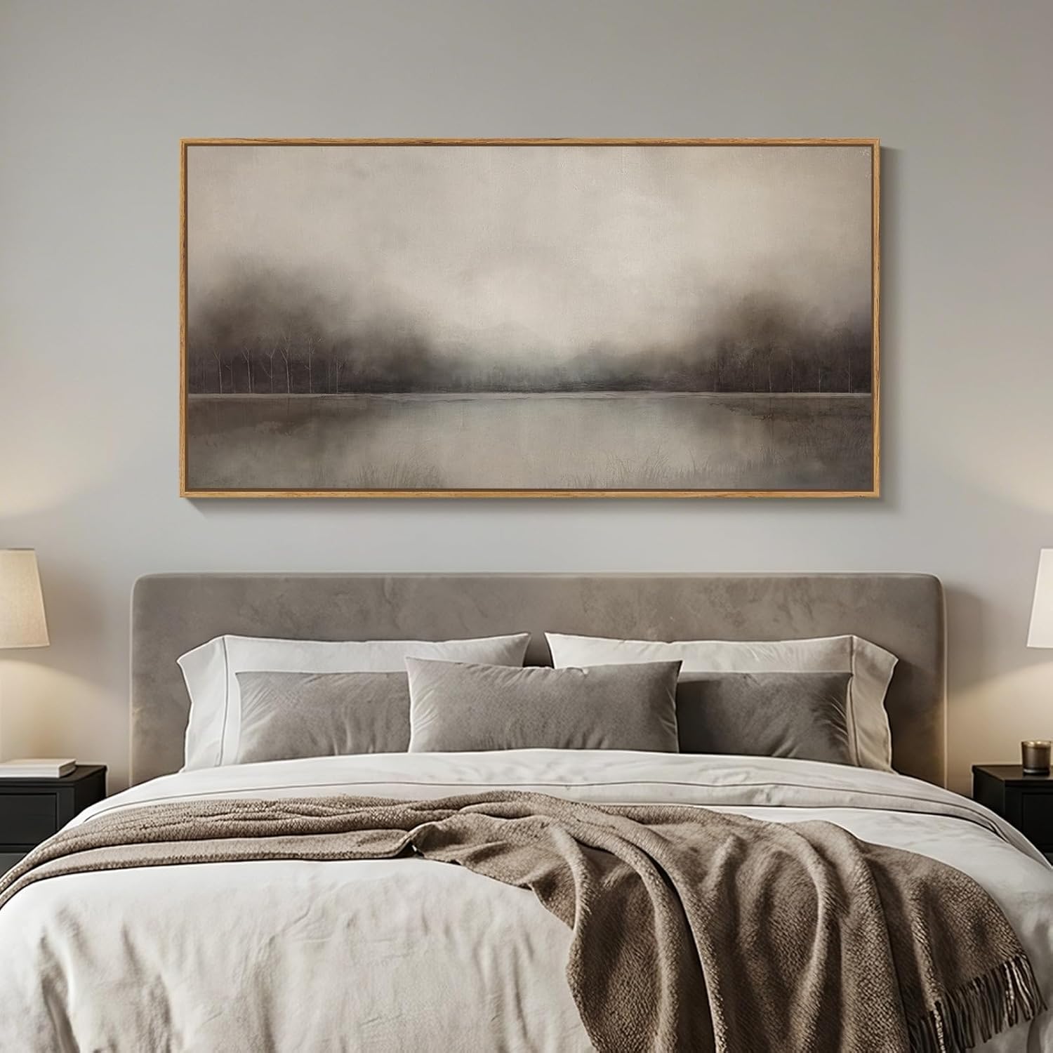 lianyibo Large Rustic Canvas Wall Art Neutral Abstract Nature Modern Prints Paintings Artwork for Living Room Bedroom Office(65x130cm/Frameless)