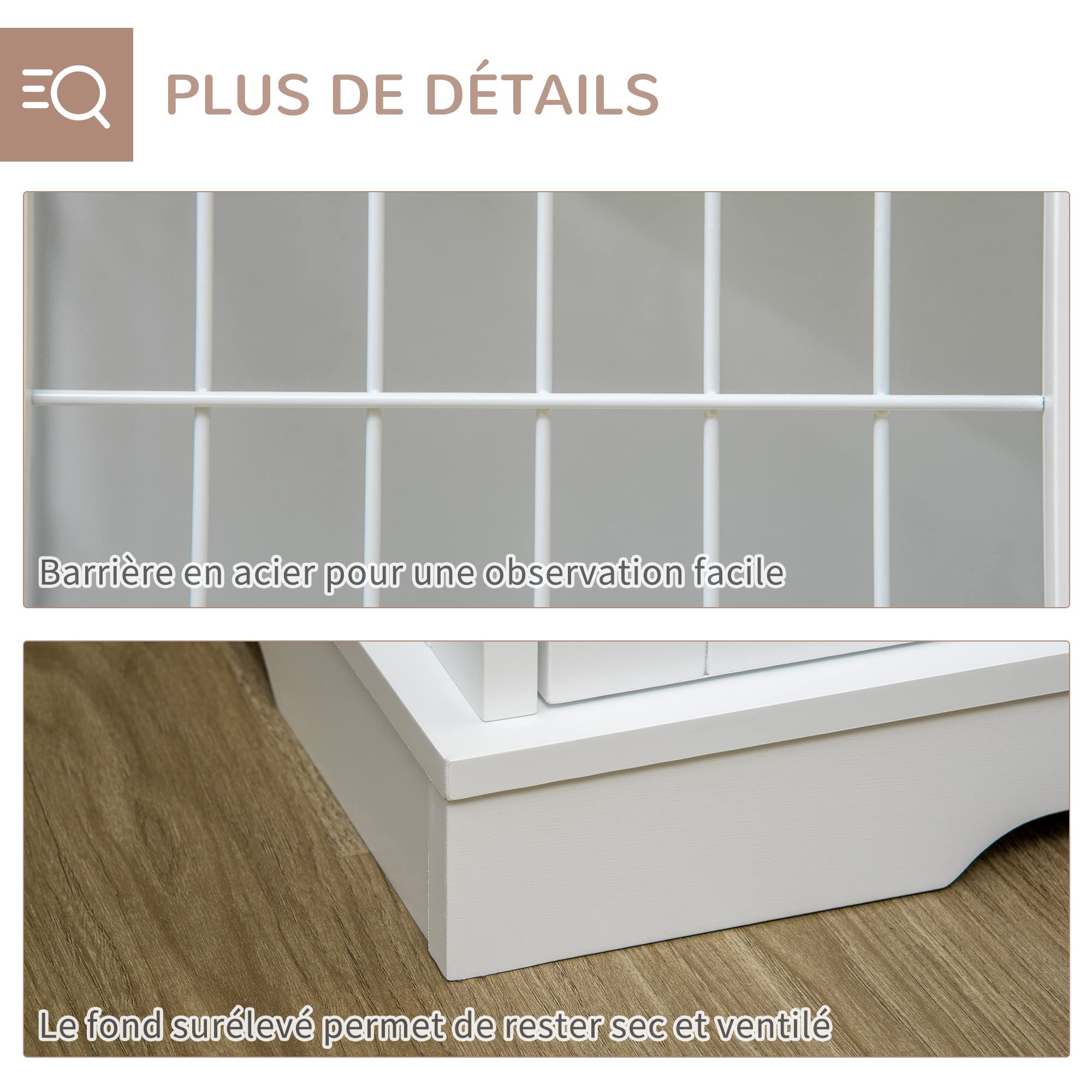 PawHut Cage pour Chien Animaux 2 en 1 Table d'appoint Meuble Cage Chien intérieur avec 2 Portes verrouillables - dim. 76L x 54.5l x 56H cm - Métal et MDF
