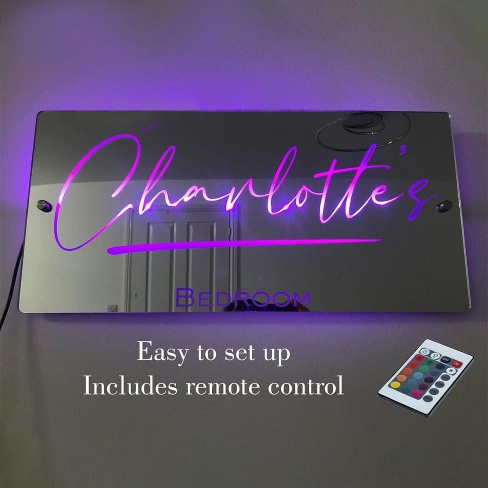 Insegna Led Personalizzata Con Nome Specchio Personalizzato,Led Scritta Neon Personalizzato Insegna Luminosa Luce Led Lampada Specchio Da Parete Arredamento Famiglia Regalo Per Compleanno (80x40cm)