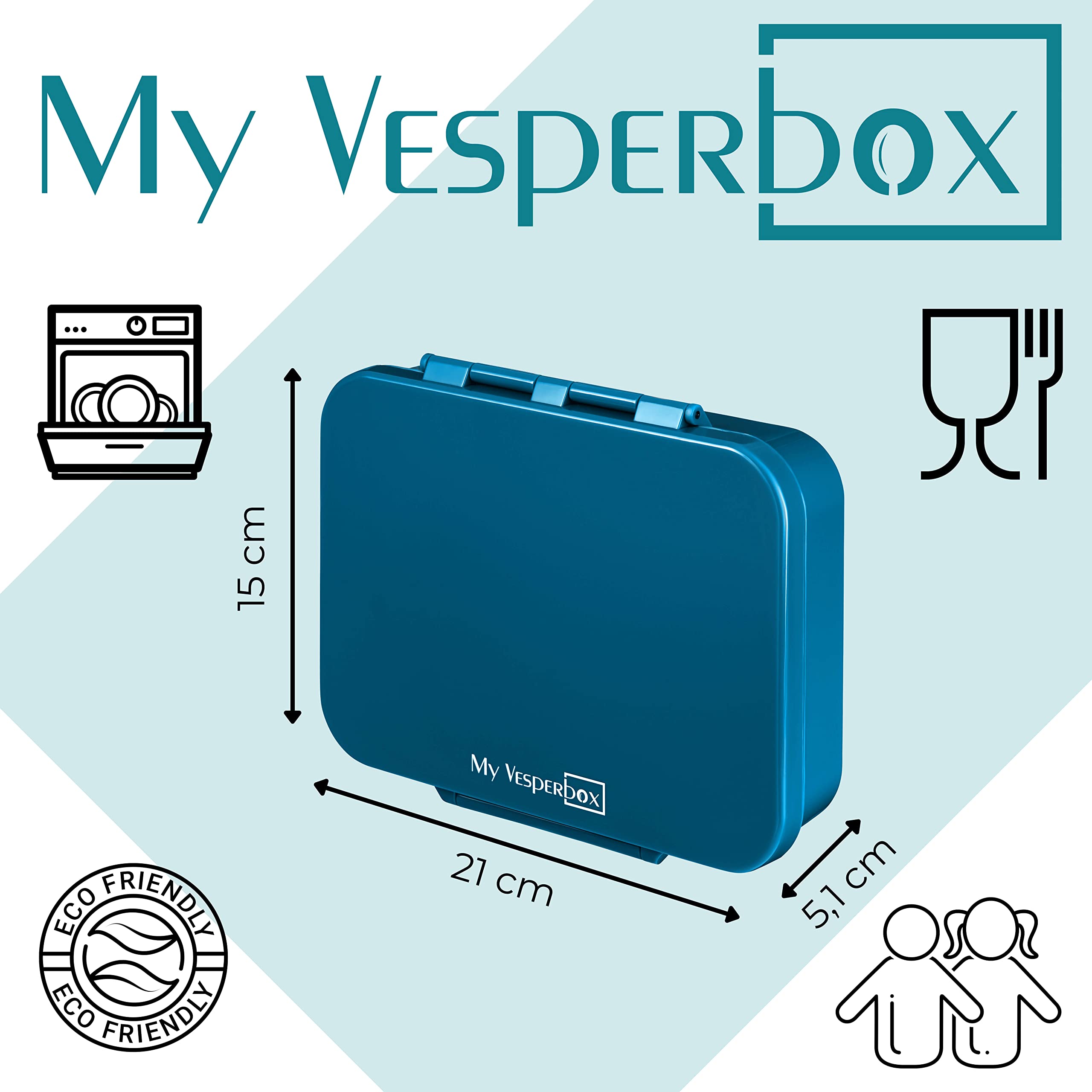 My Vesperbox® Brotdose für Kinder mit Fächern [BIA] - Lunchbox mit Trennfächern - Bento Box - Jausenbox - Brotzeitbox für Schule & Kindergarten - Vesperdose für Jungen & Mädchen