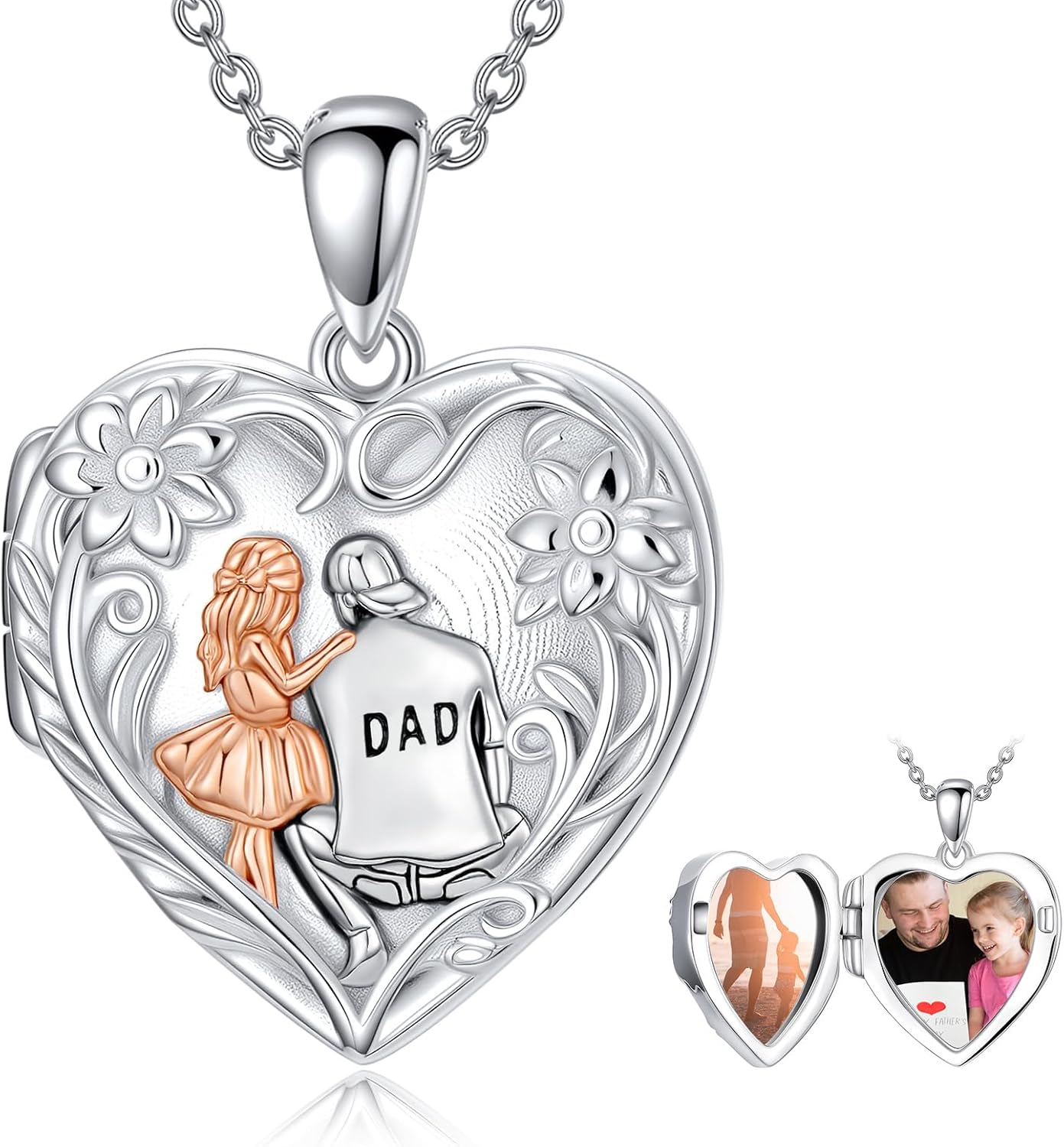 Dorunmo Mother Father Locket Necklace 925 Sterling Silver Personalized Custom Pictures Photo Keep Someone Near to You Letters Engraving Jewelry Gift for Women