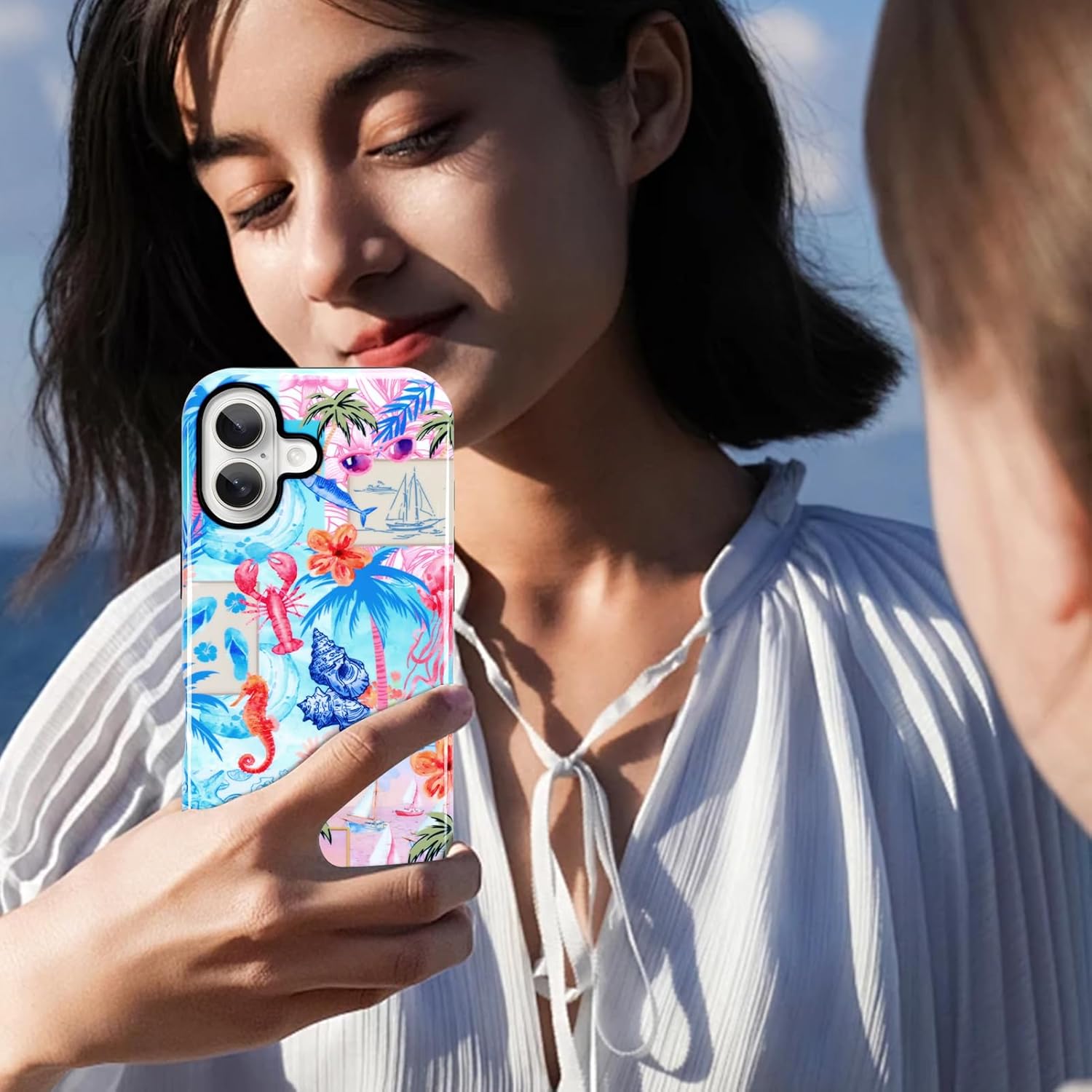 KANGHAR Case for iPhone 17 Compatible with Magsafe Summer Collage Sea Beach Scratch Resistant Hybrid 2-Layer Hard Protective Phone Cover for Girl Women Boy Men 6.1 Inch