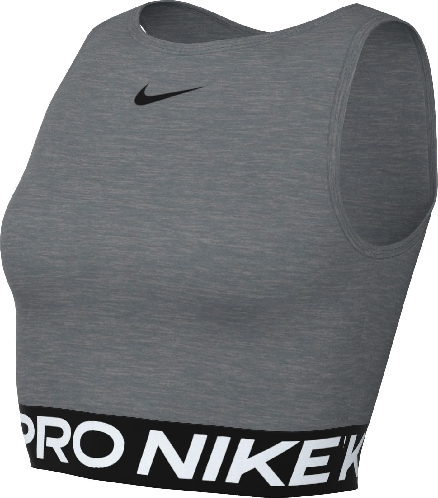 Nike Women's Pro Df 365 Crop Tank Shirt S SMOKE GREY/HTR/(BLACK)
