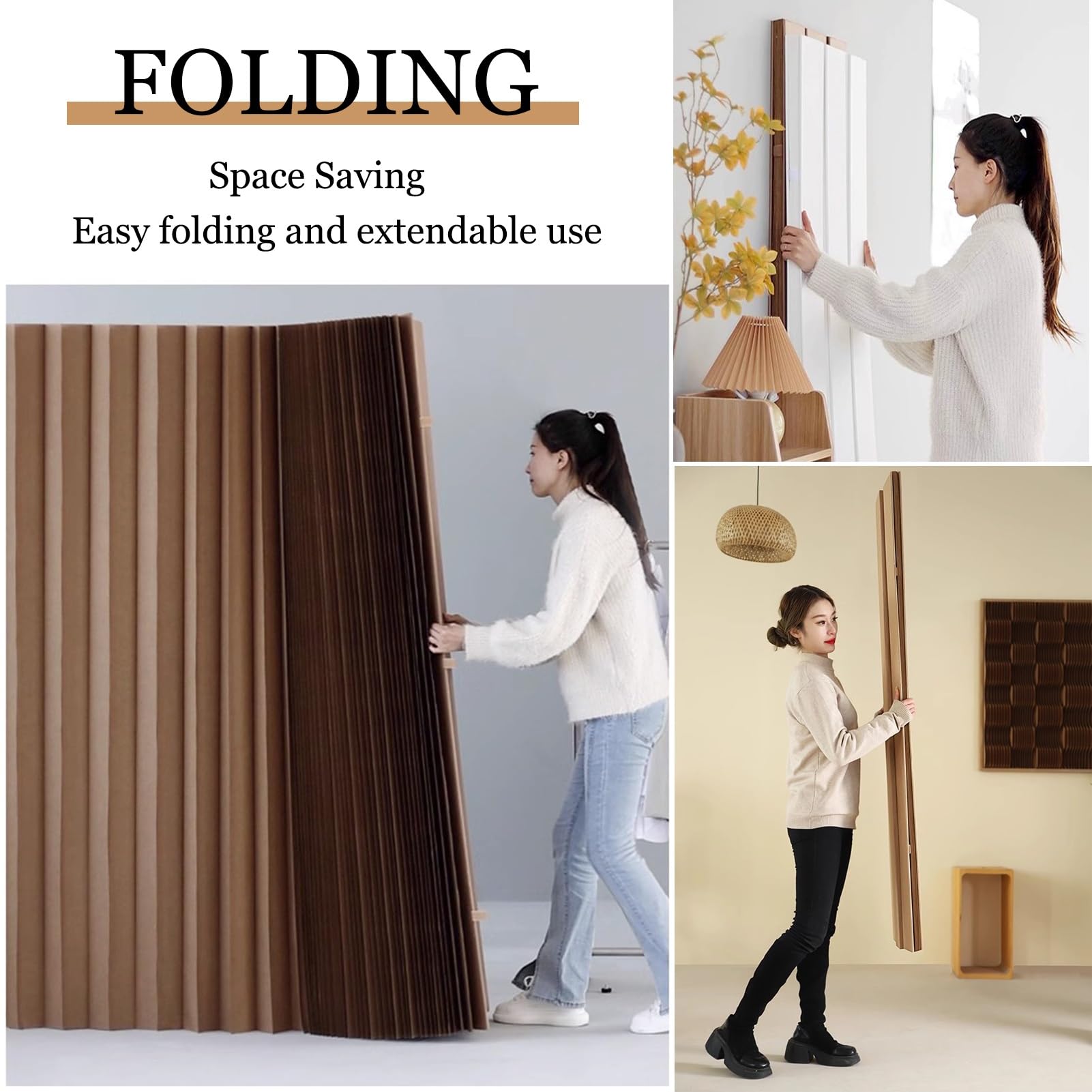 Biombo Separador Separador retráctil Plegable de Papel, mampara privada Independiente para Oficina y Estudio doméstico(5x2.8 m/16.4x9.19 ft)