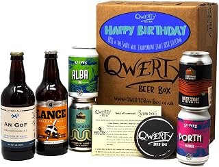 Cornish Craft Beer Happy Birthday Gift Hamper - 6 Independent Craft Ales and Lagers from Cornwall with Beer Tasting Guide - by QWERTY Beer Box (Happy Birthday)