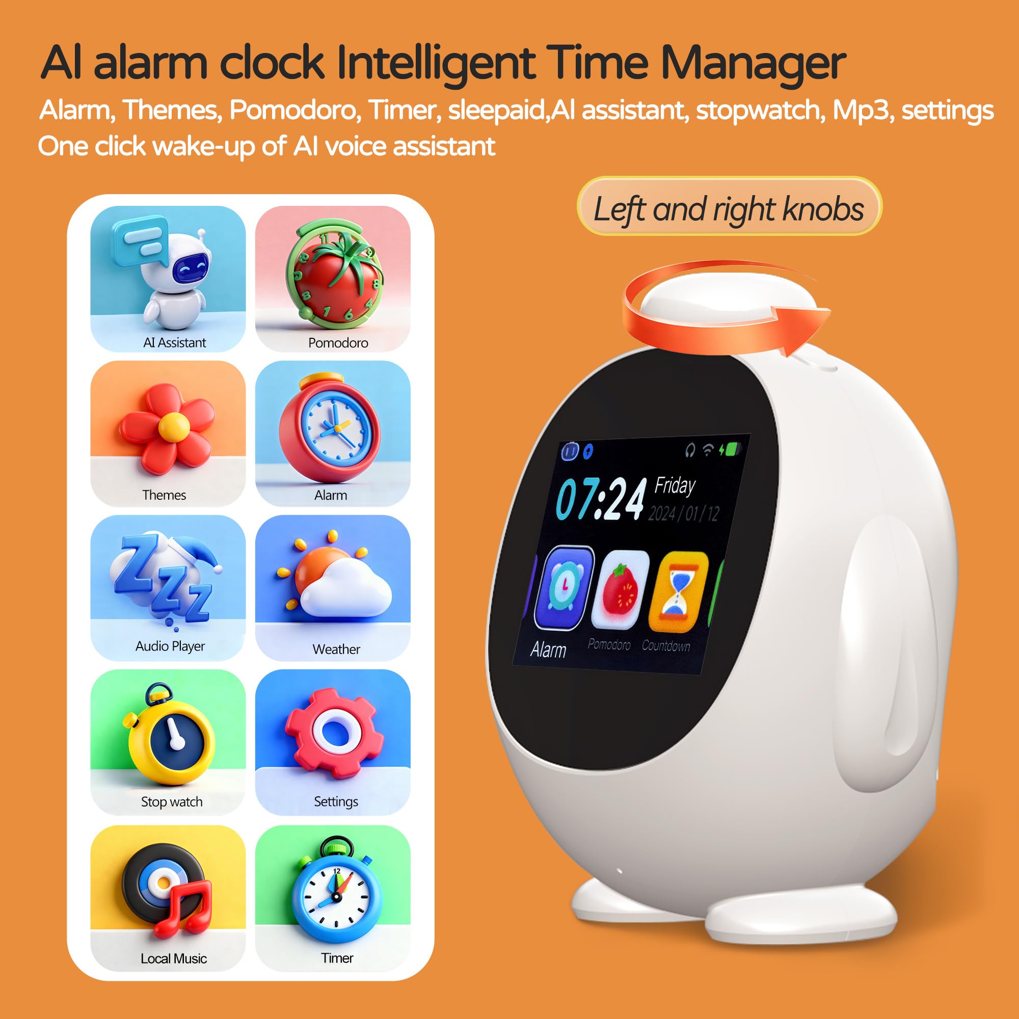 MRSCOZ Smart Alarm Clock for Kids with AI Voice & Time Management, Sleep Trainer with 12 White Noise Sounds - Image 4