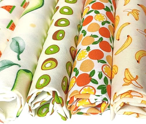 Miniatura 5 de 7 piezas de tela de algodón de 18 x 22 pulgadas, diferentes patrones, diseño estampado de frutas, paquetes de tela para manualidades de costura DIY