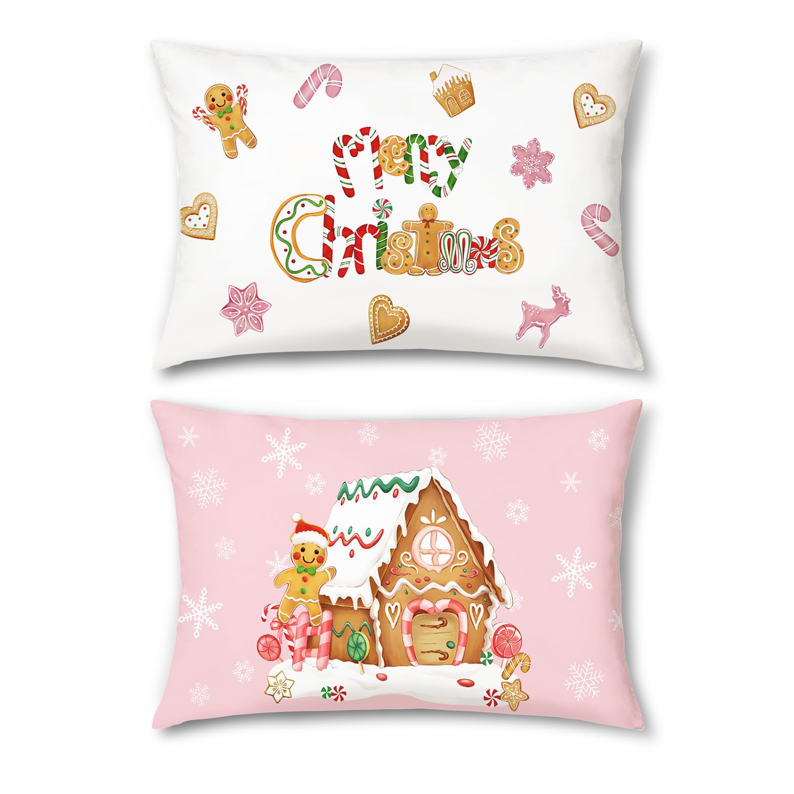 COZZSNUGE Federe Cuscini Natale Pan di Zenzero Rosa Treno Cioccolata Calda Inverno Velluto Federe Cuscino Decorativi per Divano Letto Casa Giardino 45 x 45 cm Set di 4