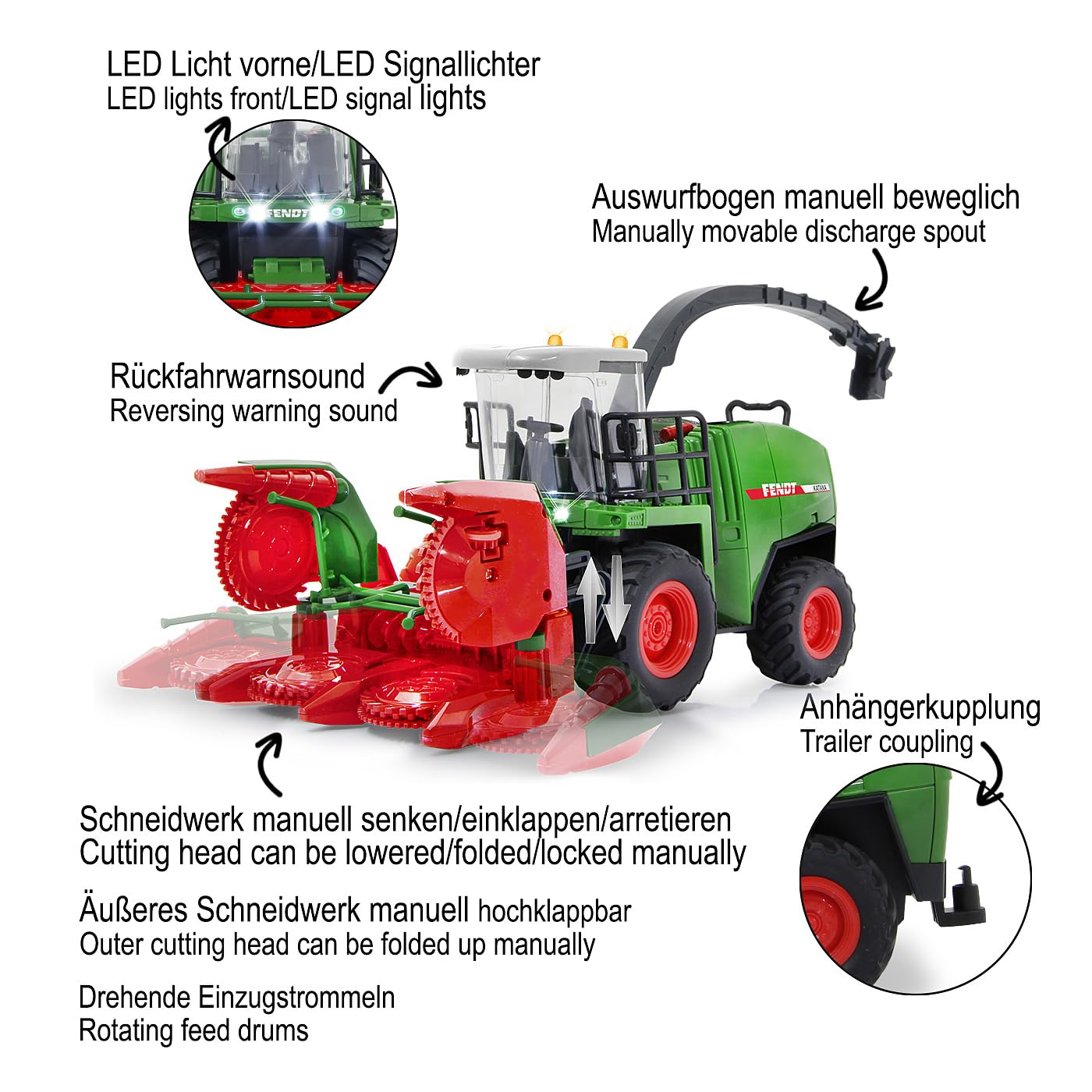 JAMARA 405315 Fendt Katana RC 1:24S - traktor Fendt zabawka, zdalnie sterowany traktor RC dla dzieci, model pojazdu rolniczego, prezent dla dzieci, światło