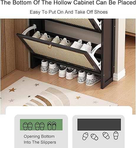 Miniatura 6 de Armario de zapatos,Zapatero para entrada,Gabinetes de zapatos inclinables independientes,Zapatero negro,Zapatero moderno,Para entrada, armario,