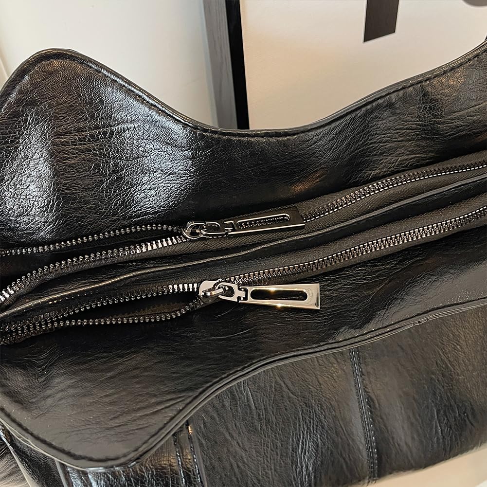 GSenhui Bolso de mano vintage para mujer, bolso de ciudad, holgado, grande, de piel sintética, estilo punk, bolso de hombro para mujer, para viajes, negro