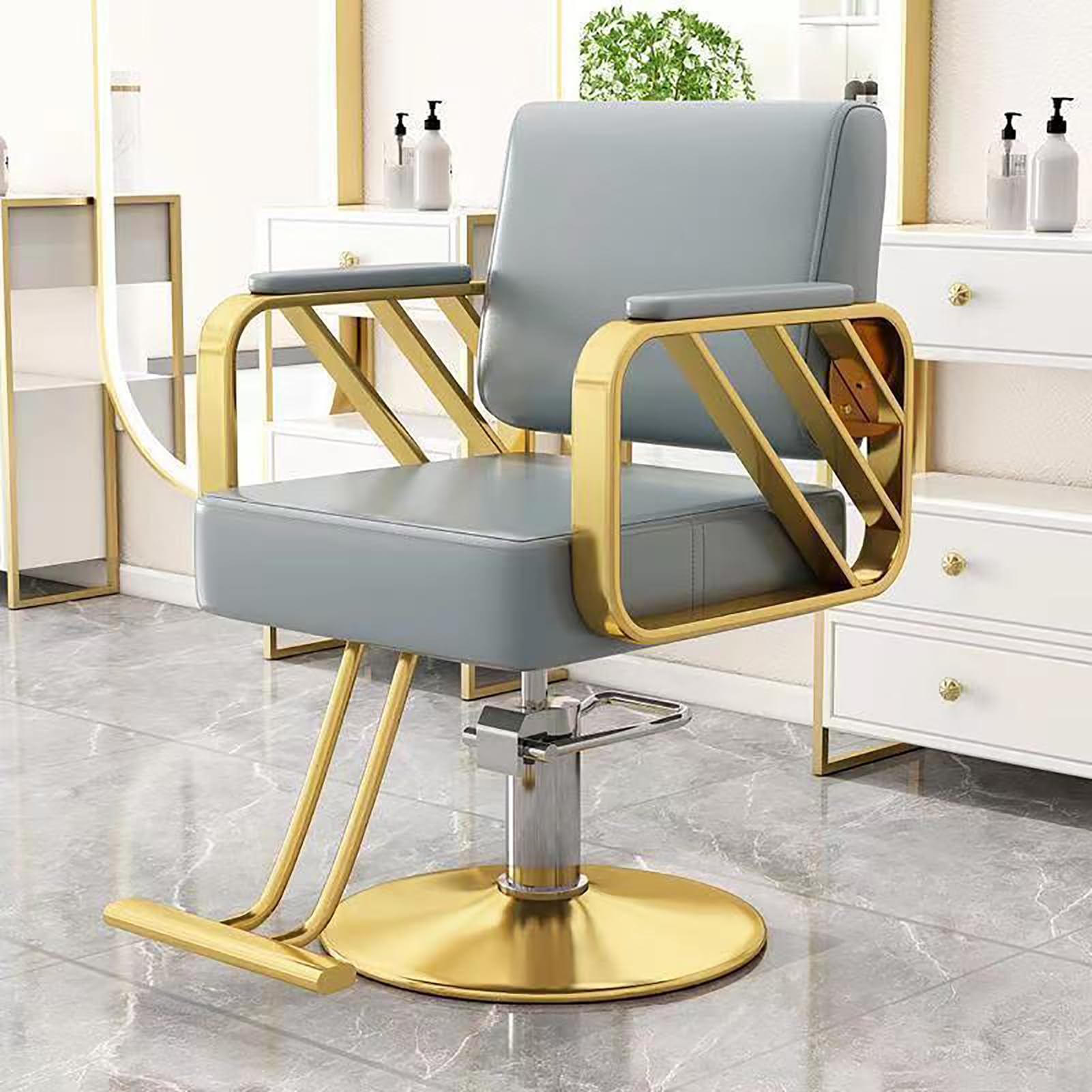 OZBMA Hydraulic Barber Chair with 360° Swivel, Adjustable Base and Footrest for Professional Salon Spa Use (A)