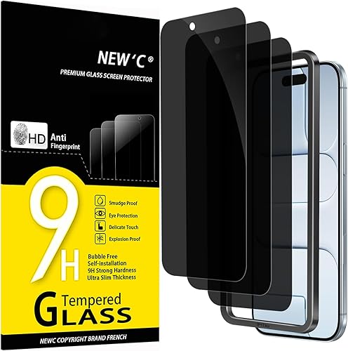 Miniatura 182 de NEW'C - Paquete de 3 protectores de pantalla para iPhone 14, iPhone 13, iPhone 13 Pro (6.1 pulgadas), protección mejorada de vidrio templado