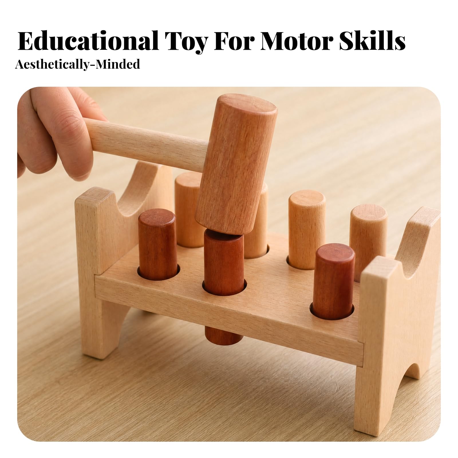 Banco da Martellare in Legno Educativo Set Martelletto in Legno con Pioli Sensoriale Gioco del Martelletto con Pioli per Neonati