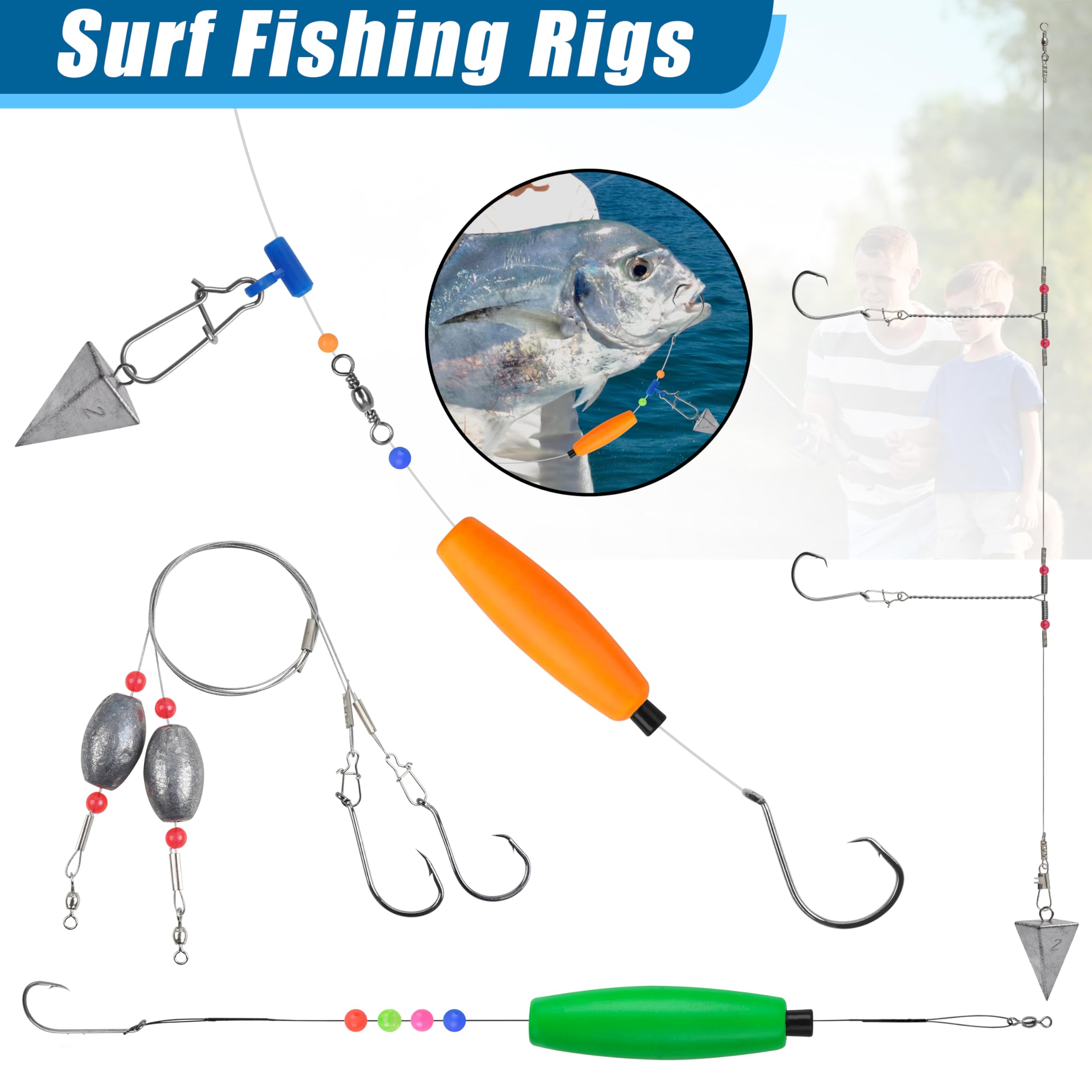 JOGFFDE Catfishing Tackle Making Kit Catfish Surf Fishing Rig with Catfish Floats Circle Hooks Leader Rigs Swivels Pyrmids Sinker Weights Sinker Slides (107pcs Kit) : Sports & Outdoors