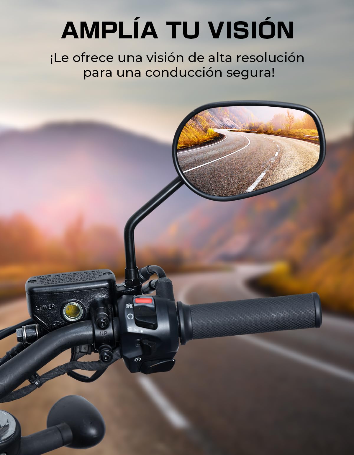 KEMIMOTO Retrovisores Moto, Fabricados en Aleación de Aluminio, Universales Espejos Motocicleta M10, Ajustables 360°, Amplia Área de Visión, para la Mayoría de Motos