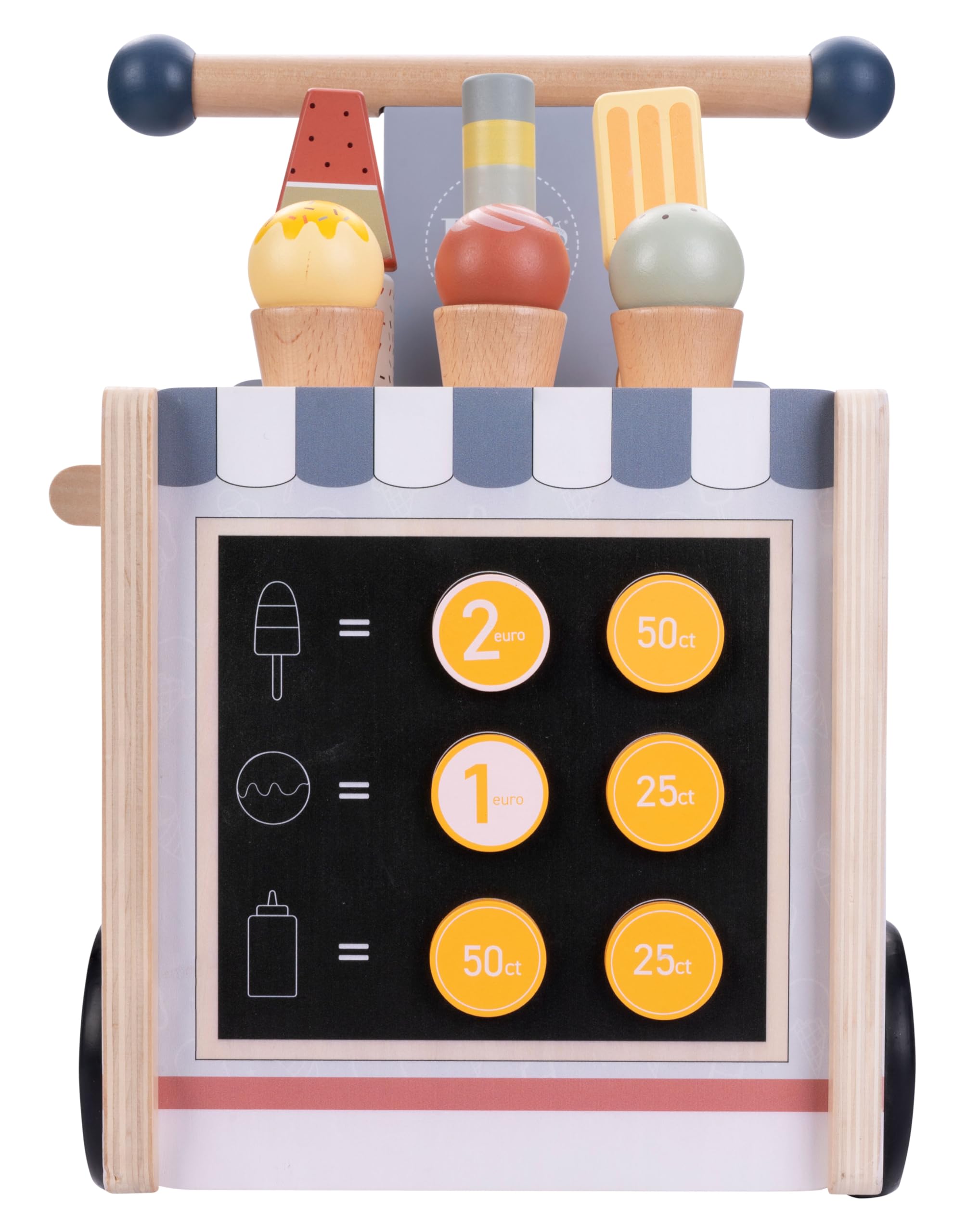 Engelhart - 640040 - Holz-Roller „Eisverkäufer“ - Multifunktionelles Spielzeug - Ab 12 Monaten