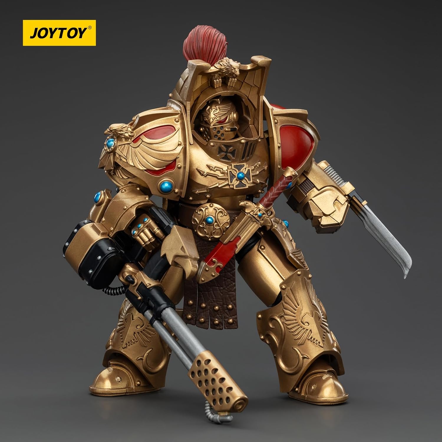 JOYTOY Warhammer 40k Legio Custodes, Legio Custodes Aquilon Terminator Squad Aquilon with Infernus Firepike 1/18 Action Figure, Dedicated to You Who Love Collecting