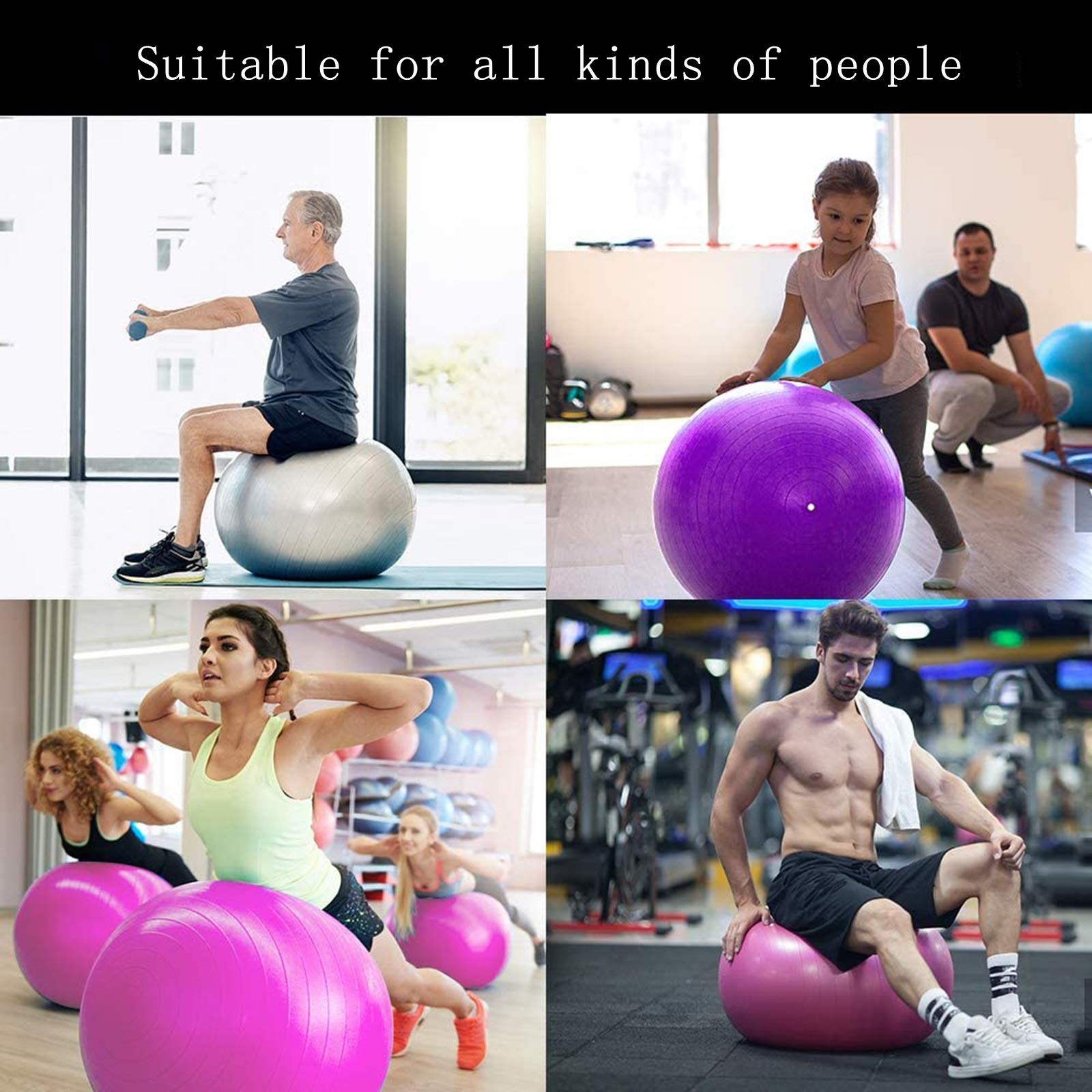 Gymnastikball, Sitzball Büro Ergonomisch, Perfekter Trainingsball Bürostuhl, Anti-Burst Extra Dicker Yoga Ball, Groß Pilates Ball, Schweizer Ball Mit Pumpe, Für Fitness Midwifery Arbeit