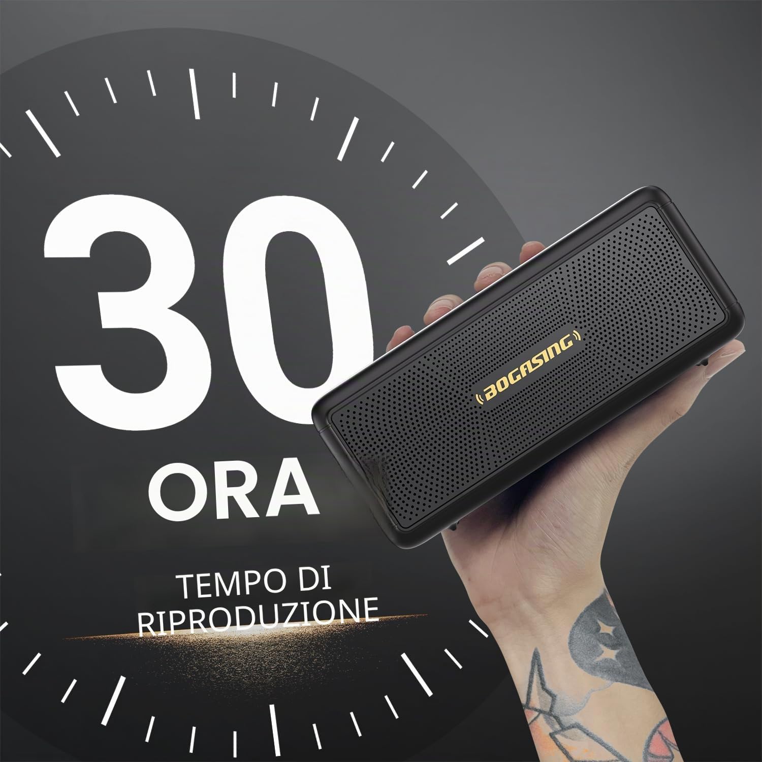 BOGASING Cassa Bluetooth Potente Portatile, M5 Casse Bluetooth 5.3, Bassi Extra 40W e Audio Stereo, 30h di autonomia, Impermeabile IPX7, EQ, USB/TF/AUX Speaker Altoparlante Bluetooth da casa (Nero)