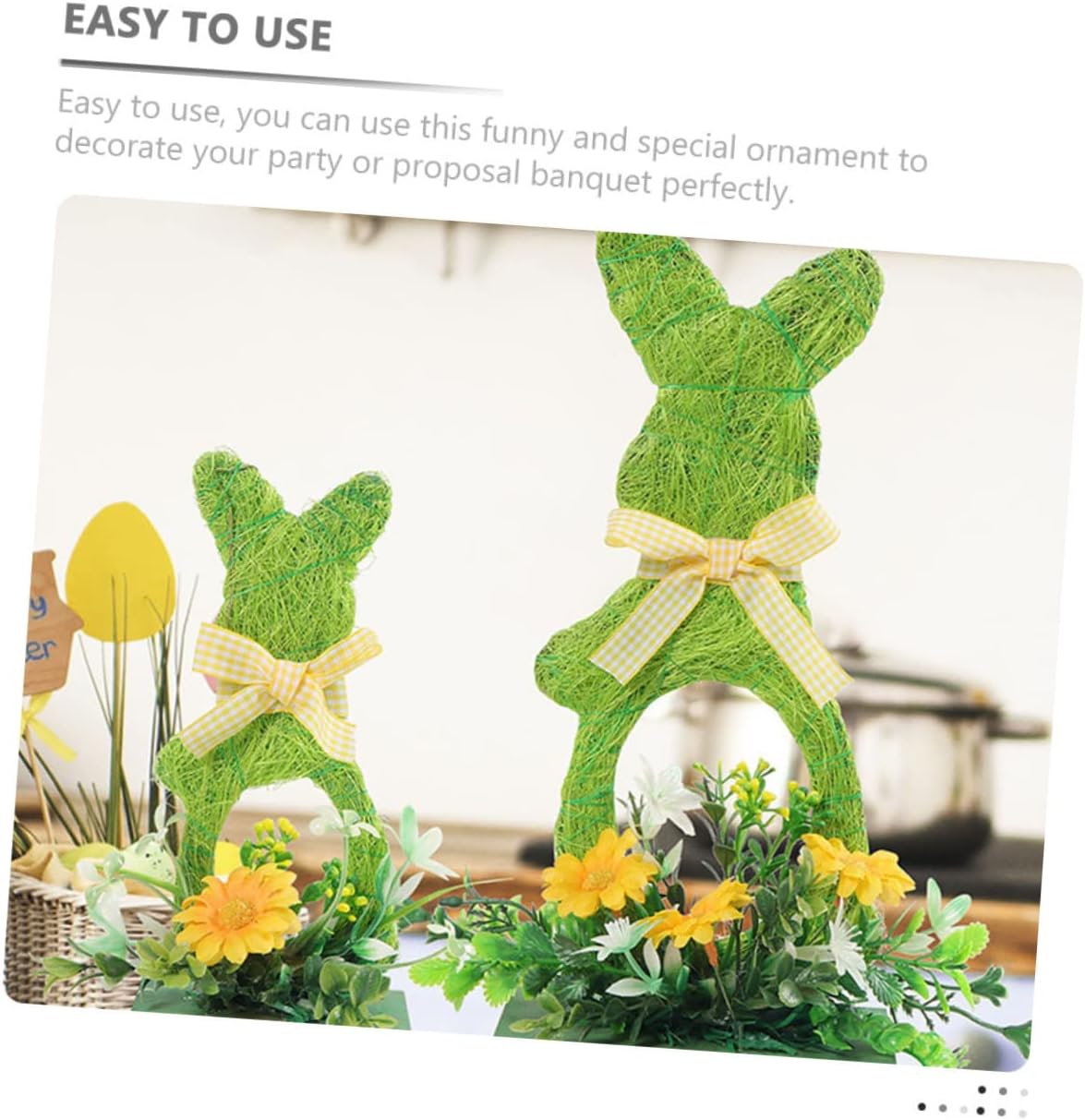 3Pcs Easter Bunny Wooden Tabletop Decor Spring Home Decoration Cute Bunny Figurines for Easter Parties Farmhouse Style Craftsmanship for Festive Atmosphere