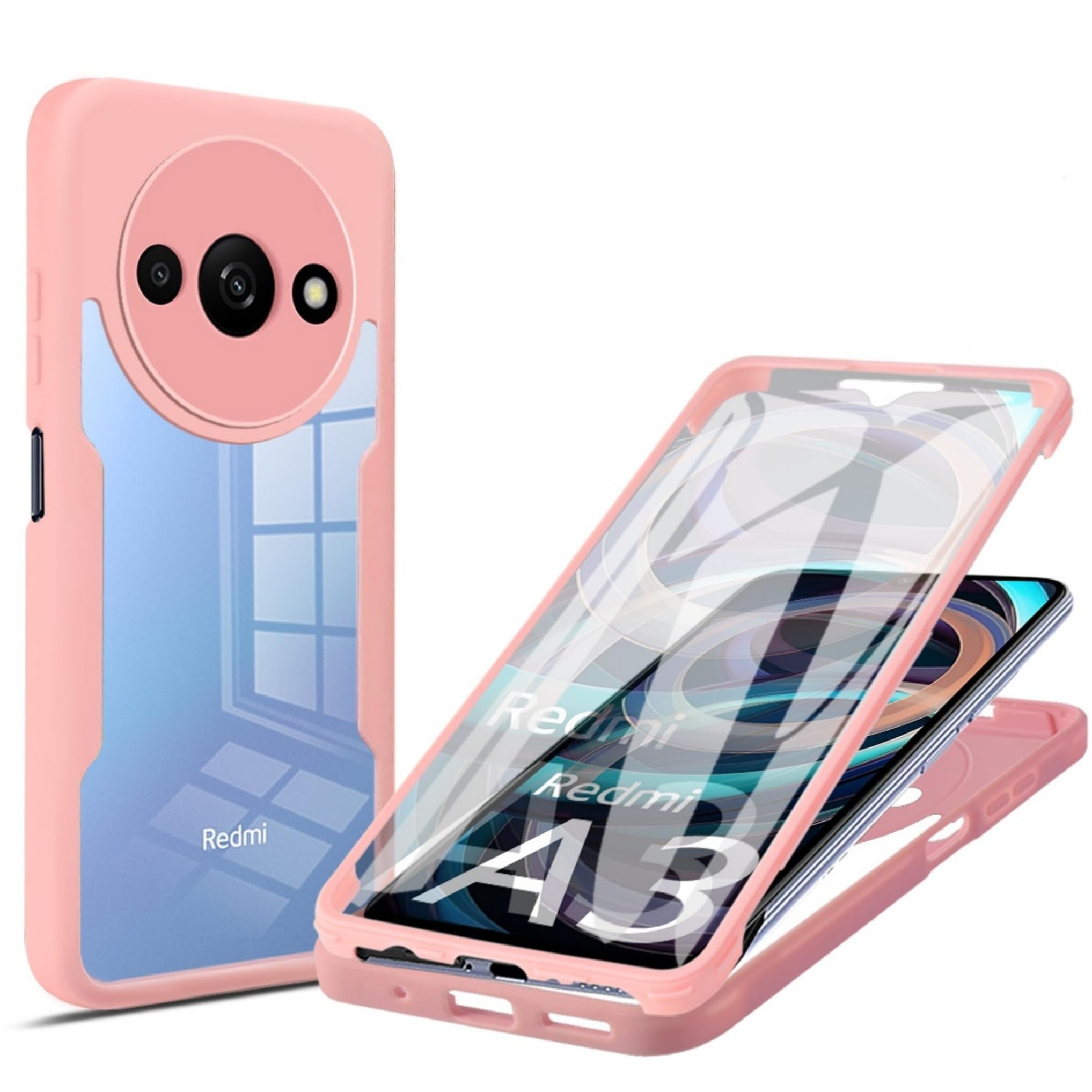 PANXIYUE Cover per Xiaomi Redmi 10 5G, 360° Full Body Antiurto Protettiva,Custodia 2in1 Dual Layer Ibrida Silicone TPU Fronte e Rigida PC Back Antiurto Custodia per Xiaomi Redmi 10 5G-Transparent