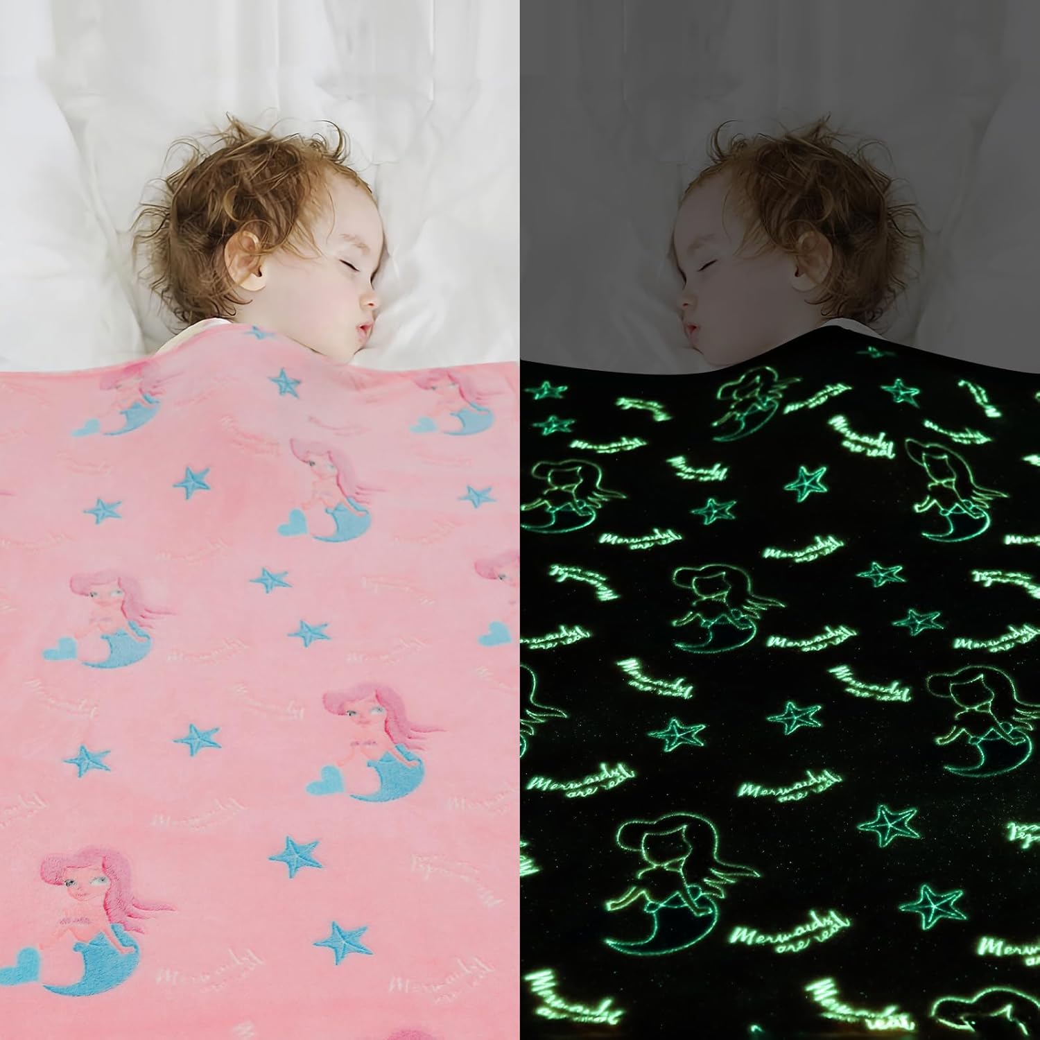 Glow in The Dark Mermaid Blanket Pink for Girls,Soft Nigeria Ubuy