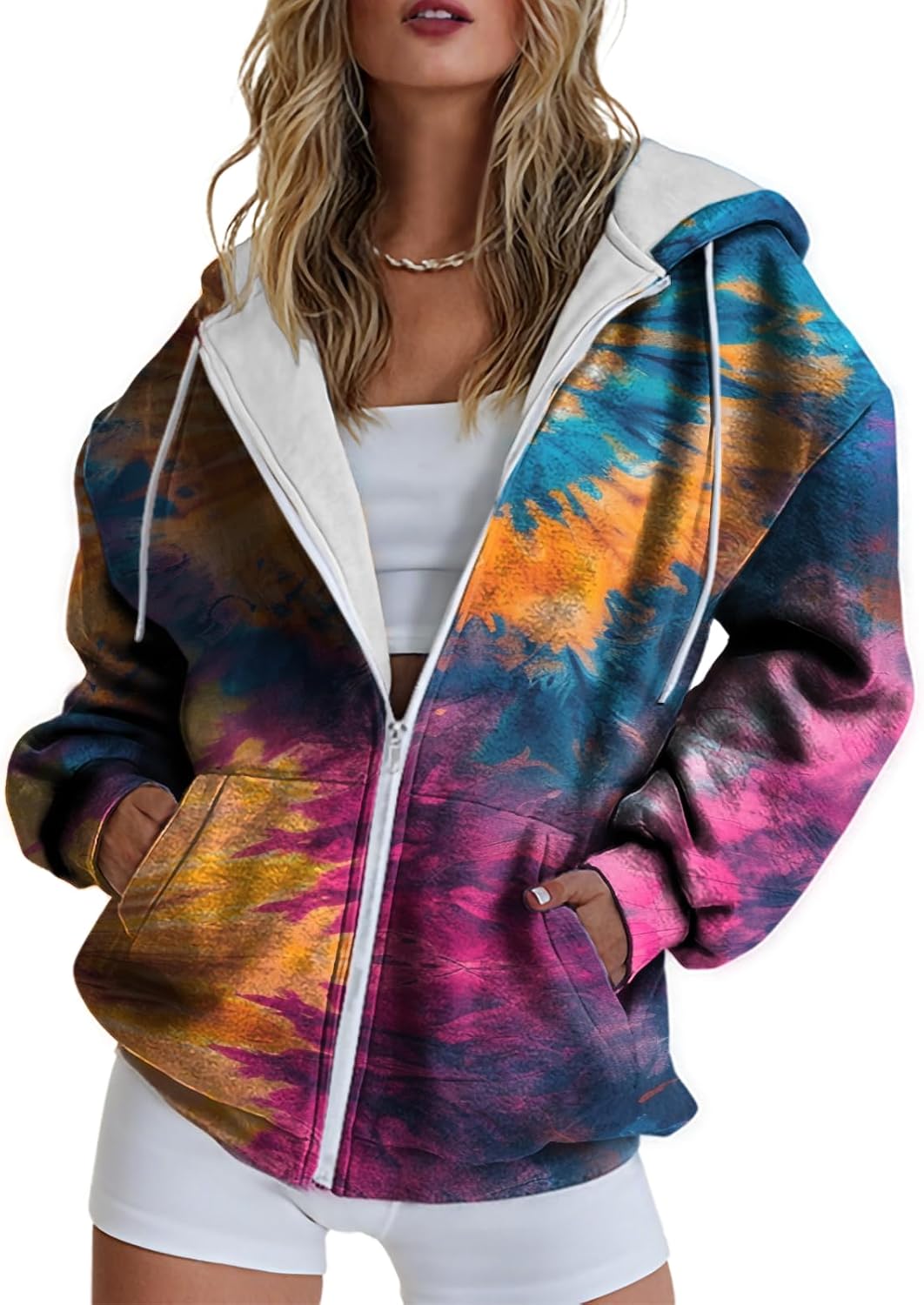 Hoodie Jacket Women Full Zip Up Long Sleeve Sweatshirts For Women 2025 With Pockets,Vibrant Casual Comfy Pullover