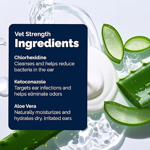 Miniatura 6 de Vetnique Oticbliss - Tratamiento medicado para infección de oído de perro de fuerza avanzada, limpiador antiséptico de oídos para gatos y perros,