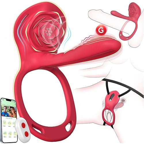 Couples Rose App Remote Control Wearable Vibrator, Women Adult Sex Toys Games for Men, Hands Free Panty Clitoris G Spot Vibrator Vibrating Cock Ring Penis Sleeve, ZOOPLOU BDSM Bondage Female Sex Toy