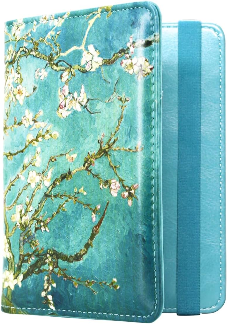 ACdream Passport Holder Wallet, RFID Blocking, Cover Case with Card Slots, PU Leather Travel Documents Organizer Protector for Women and Men, Blossom