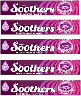 Soothers Blackcurrant 45g Bars (Pack of 5) Multipack - Sore Throat Sweets Lozenges