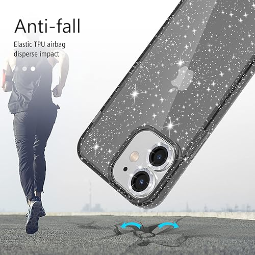 Miniatura 4 de Diseño de funda con purpurina para iPhone 14 Pro Max con 2 unidades protector de pantalla y paquete de 3 protector de lente de cámara, funda de