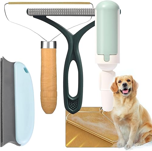 Removedor de pelo de mascotas para sofá, 4 unidades de removedor de pelo de gato, removedor de pelo de perro para sofá, limpiador de pelusa