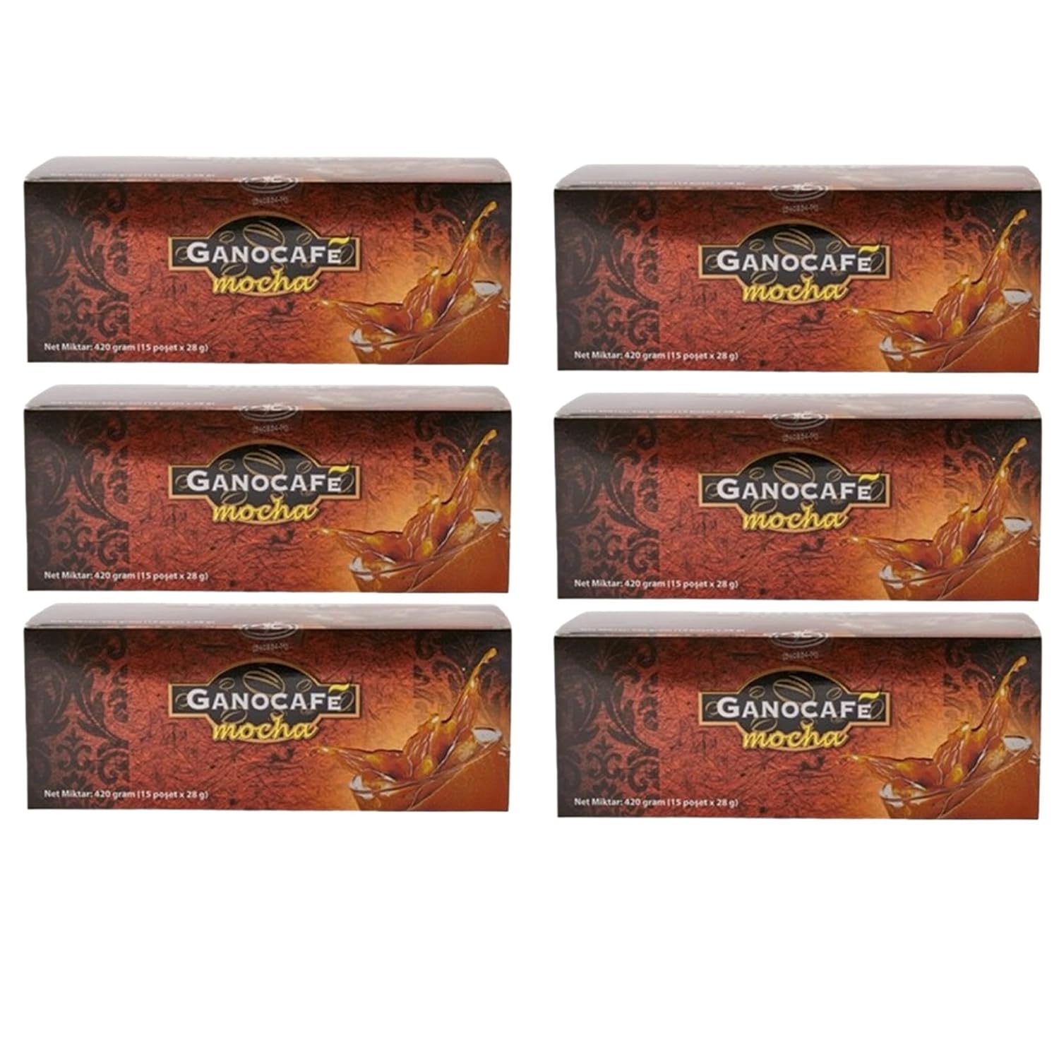 Gano Excel Mocha Instant Coffee with Ganoderma Lucidum (Reishi) Extract – Mushroom Coffee Mix, Mocha Flavor, 6 Box (15 Sachets)