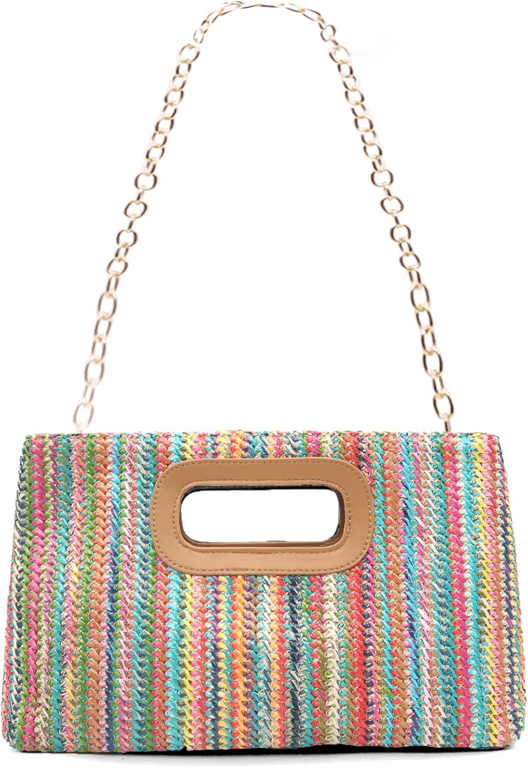 Straw Clutch Purses for Women Handle Beach Purse Summer Vacation Woven Purse Straw Crossbody Shoulder Bag - Image 3