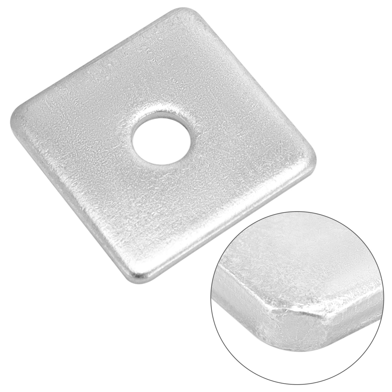 QWORK Confezione da 50 rondelle quadrate zincate – diametro interno 1/2", diametro esterno 2x2, spessore 3/16", fissaggio piastra anti-allentamento per edilizia e attrezzature industriali