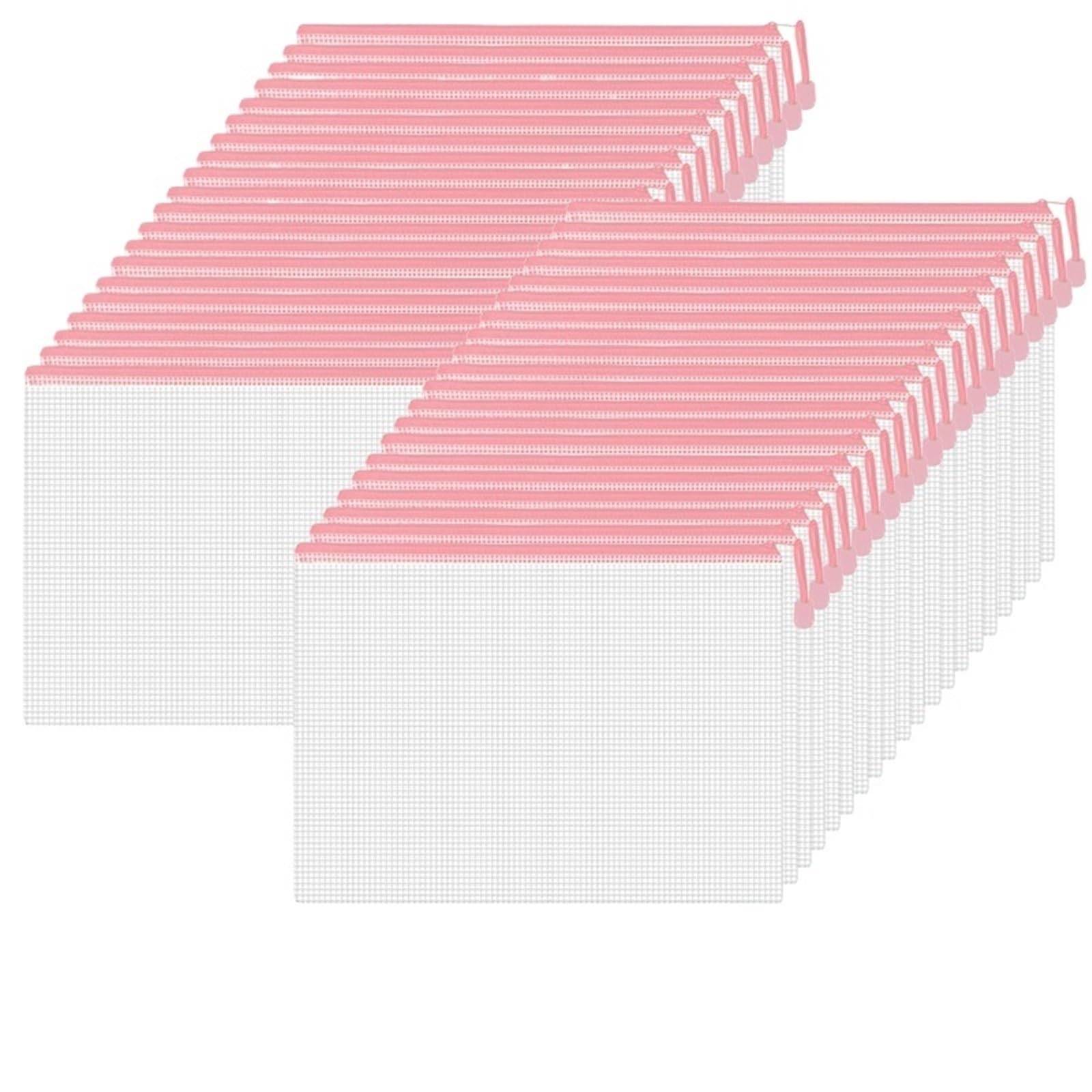 Borse per cartelle con Cerniera, Confezione da 80 Buste con Cerniera in Rete Multicolore for organizzare Giochi da Tavolo e archiviazione di Documenti(Pink)