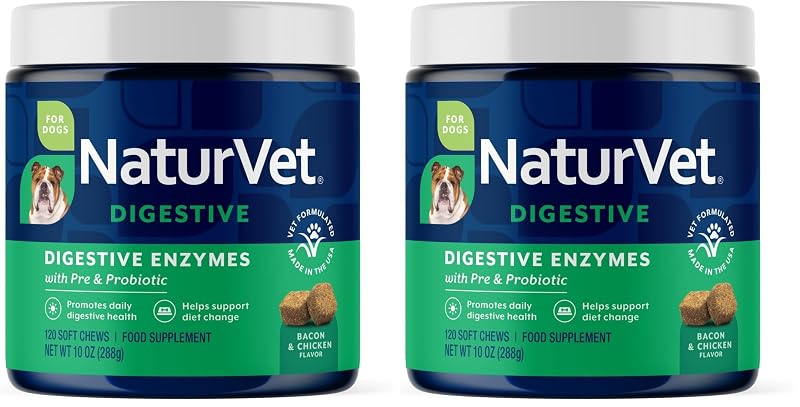 Suplemento com Enzimas Digestivas, Probióticos e Prebióticos NaturVet para Cães e Gatos, 240 Soft Chews
