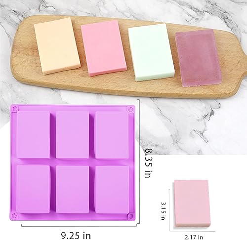 Miniatura 5 de Paquete de 3 moldes, 6 moldes rectangulares de silicona para jabón, incluyendo moldes de jabón de silicona de panal, adecuados para jabones caseros,