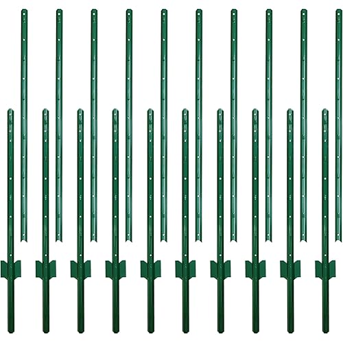ARIFARO Sturdy Duty Metal Fence Posts 6 Feet assemblable,Pack of 10,No Digging Garden U Post for Wire Fencing Steel Poles for Yard, Outdoor