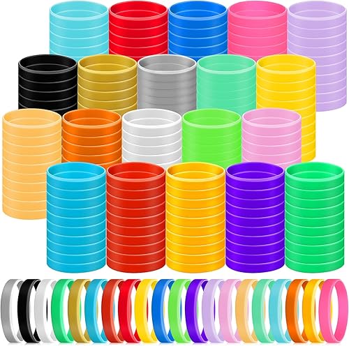 Aoriher Pulseras de silicona a granel, pulseras de silicona de color sólido, pulseras de goma elástica de colores, bandas deportivas en blanco para